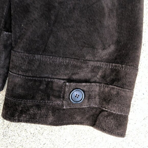 ASHLEY B Bernardo Leather Suede Jacket Women's LARGE Coat Black Full Zip Wide‌ - Picture 5 of 7